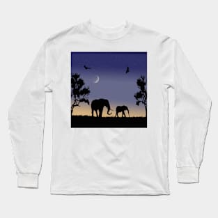 elephants at dawn Long Sleeve T-Shirt
